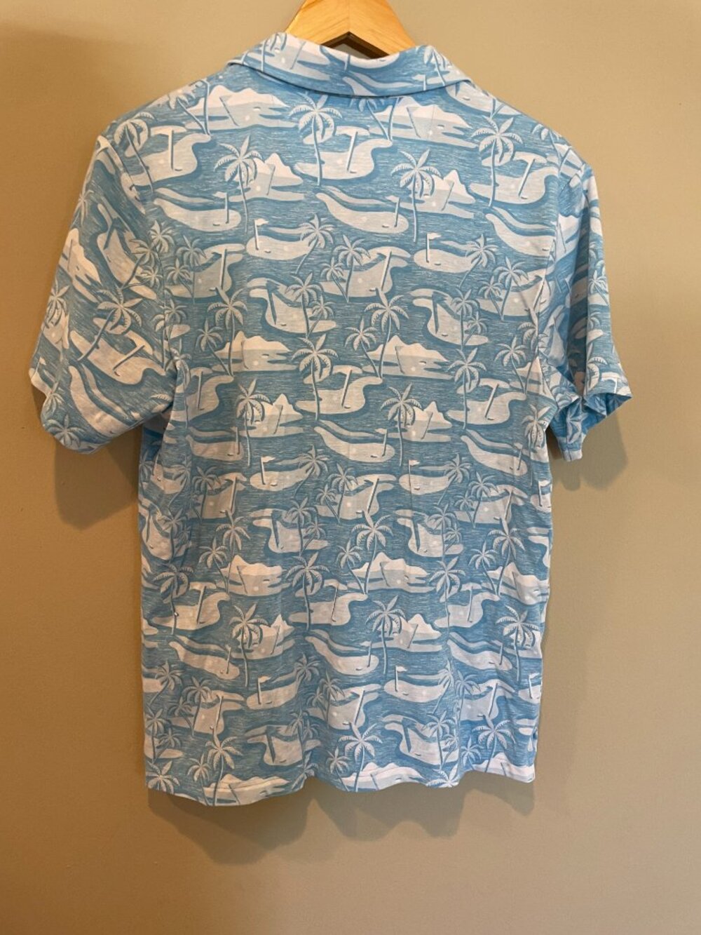PGA Tour Men's Golf Polo Blue Palm Print Performance NWOT M - Picture 5 of 5